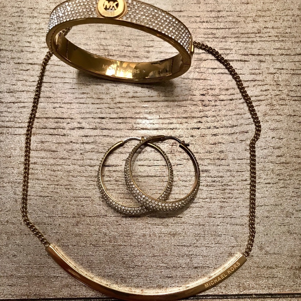 Michael Kors Necklace, Bracelet, and Earrings set